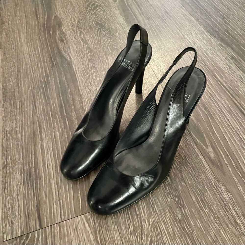 Stuart Weitzman sling back leather heel - Picture 5 of 9